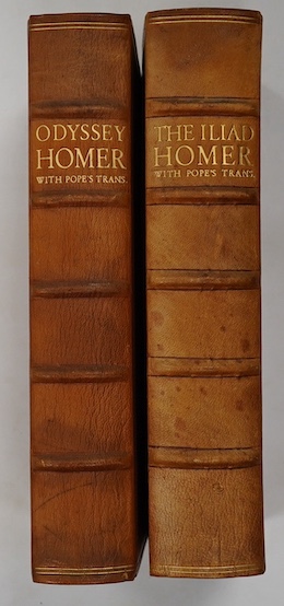 Homer - The Iliad / The Odyssey. (Translated by Alexander) Pope. Limited Edition, 2 vols. title and text decorations; original gilt ruled tan morocco, panelled spines lettered direct, gilt tops, other edges rough trimmed